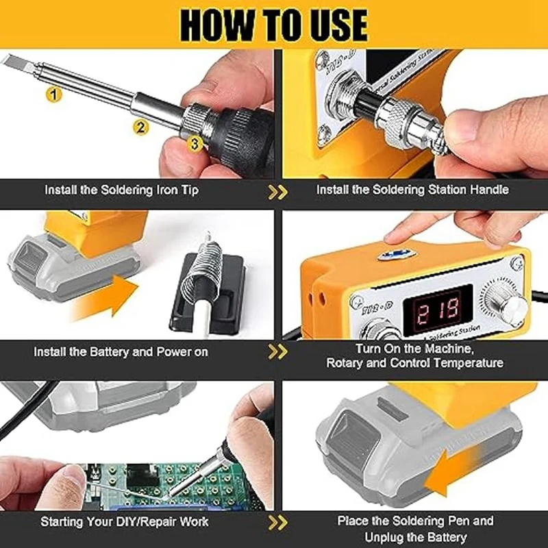 Imagem -02 - Ferro de Solda Digital com Ponta T12 Alimentado por Bateria Bateria 20v Definido para Dewalt