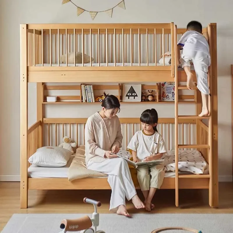 Nordic Kids Bedden Massief Hout Stapelbed Bovenste Onderste Moderne Kinderen Bedden Verhoogde Vangrails Meisje Veilig Letto Een Castello Huismeubilair