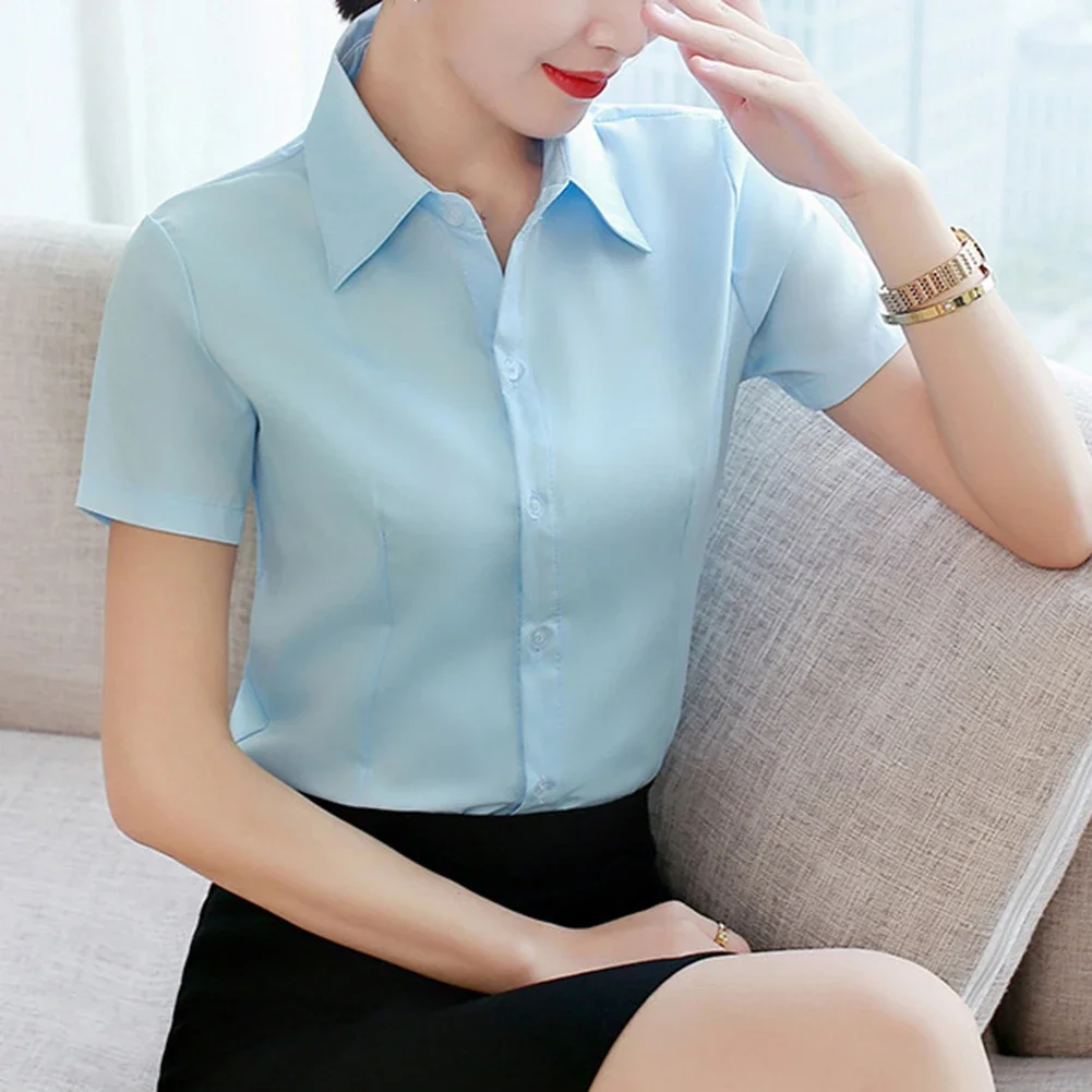 

Daily Use Black Large Size Shirt Large Size Short Sleeve Top Spring Summer Autumn Solid Color Top Slight Stretch