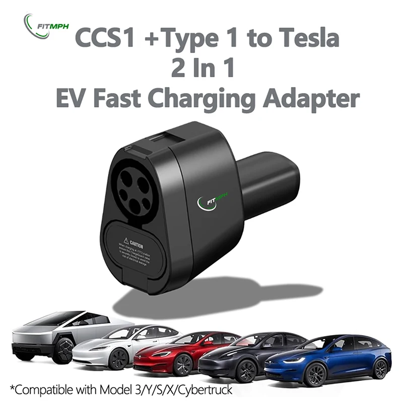 FITMPH US Tesla 2-in-1 Charging Adapter CCS1 & J1772 to NACS DC Fast Charging for Model 3/Y/S/X/Cybertruck 250kW