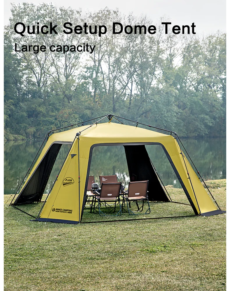 BISINNA 6-8 Persons One-touch Dome Tent Vinyl Coated Canopy Waterpoof Sunshade Shelter for Family Camping Travel Outdoors