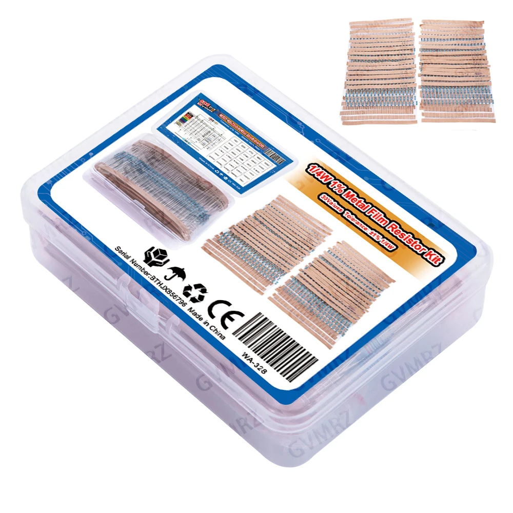600PCS 30Values 1/4W Metal Film Resistor Assortment Kit - 20PCS Each, Repair & Projects ，Boxed for Electronics DIY