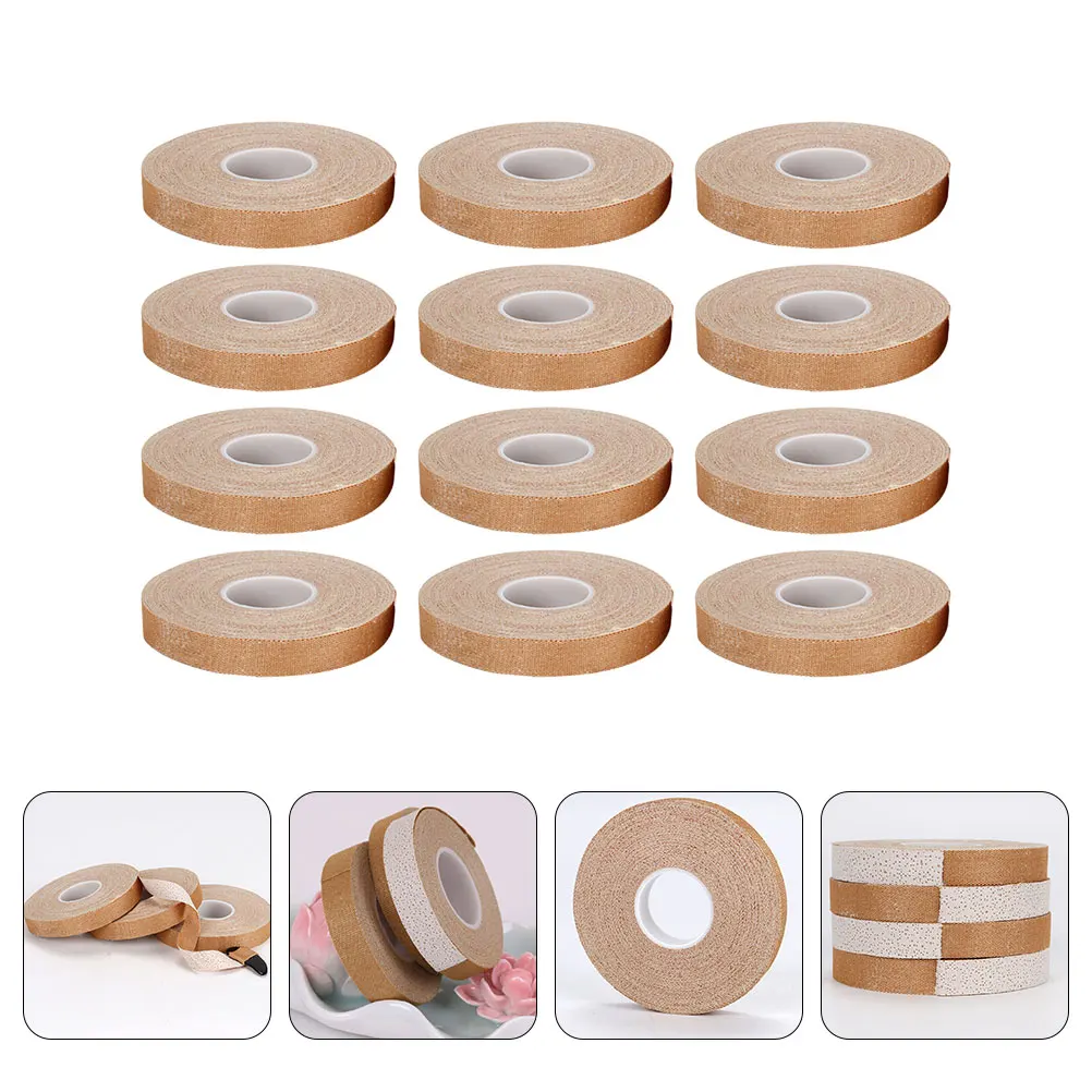 

12pcs Guzheng Nail Tapes Breathable Elastic Fabric Brown Kids Adults Finger Protection Adhesive Pipa Supplies Musical