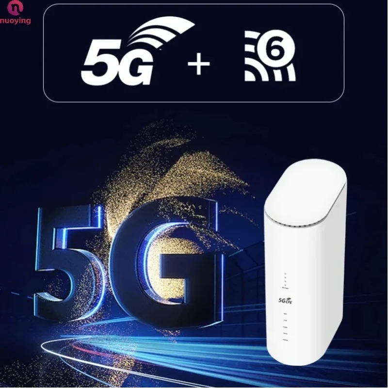 NUOYING NR500 5G CPE Router, Eurasische Version Echtes 5G-Netzwerk, SIM-Kartensteckplatz, Gigabit WiFi6 Dual-Band 2,4GHz+5,8GHz