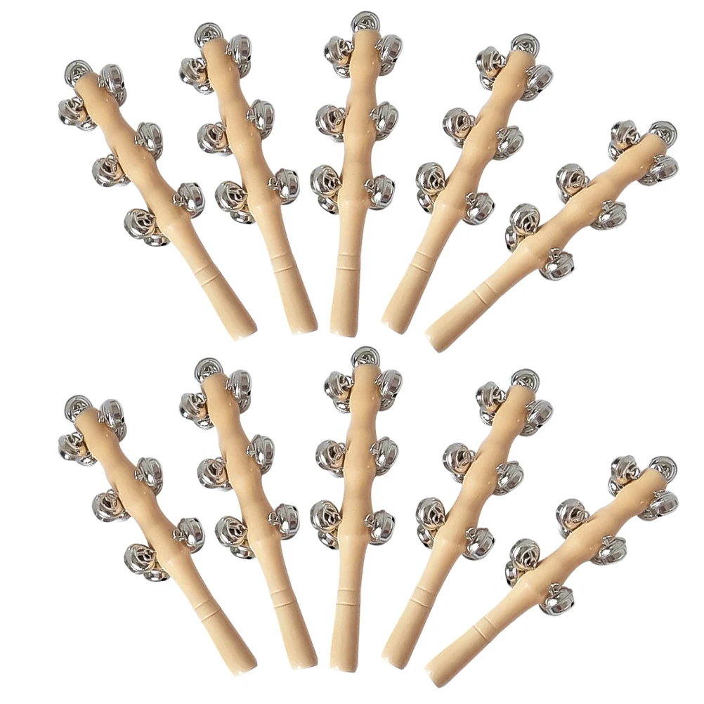 

10 Pcs Rattle Toys Baby Grip Musical Instrument Jingle Hand For Baby Bell Infant Educational Gift Wooden Hand Bell