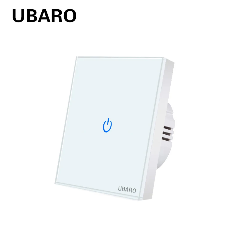 UBARO Eu Wand Touch Schalter Luxus Glas Panel Led-anzeige Power Licht Sensor Taste Live Draht Control Schalter 1/2/3 Gang