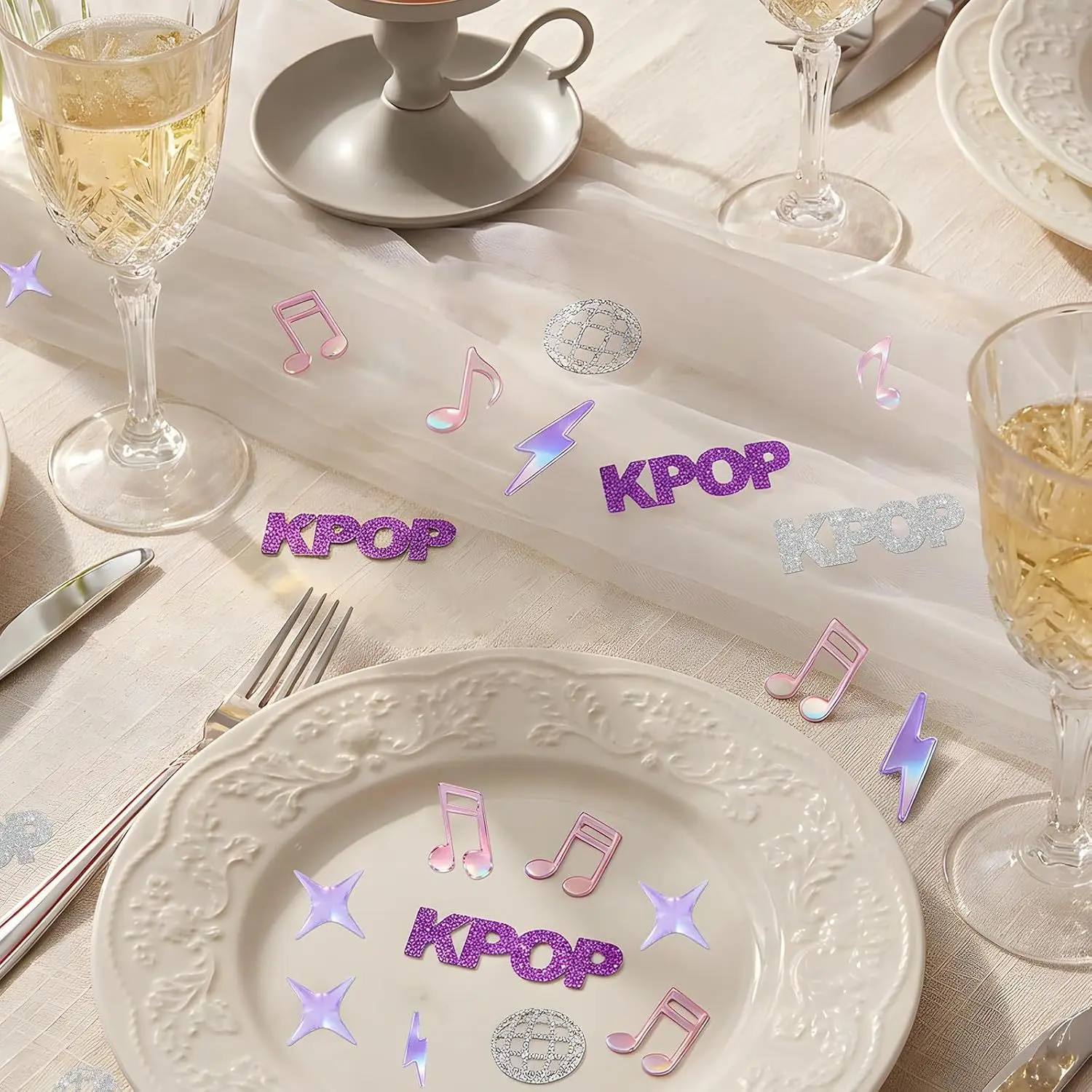 500pcs Glitter Laser K-Pop Party Confetti Kpop Themed Party Decorations for Birthday Concert Fan Meetup Table Decoration