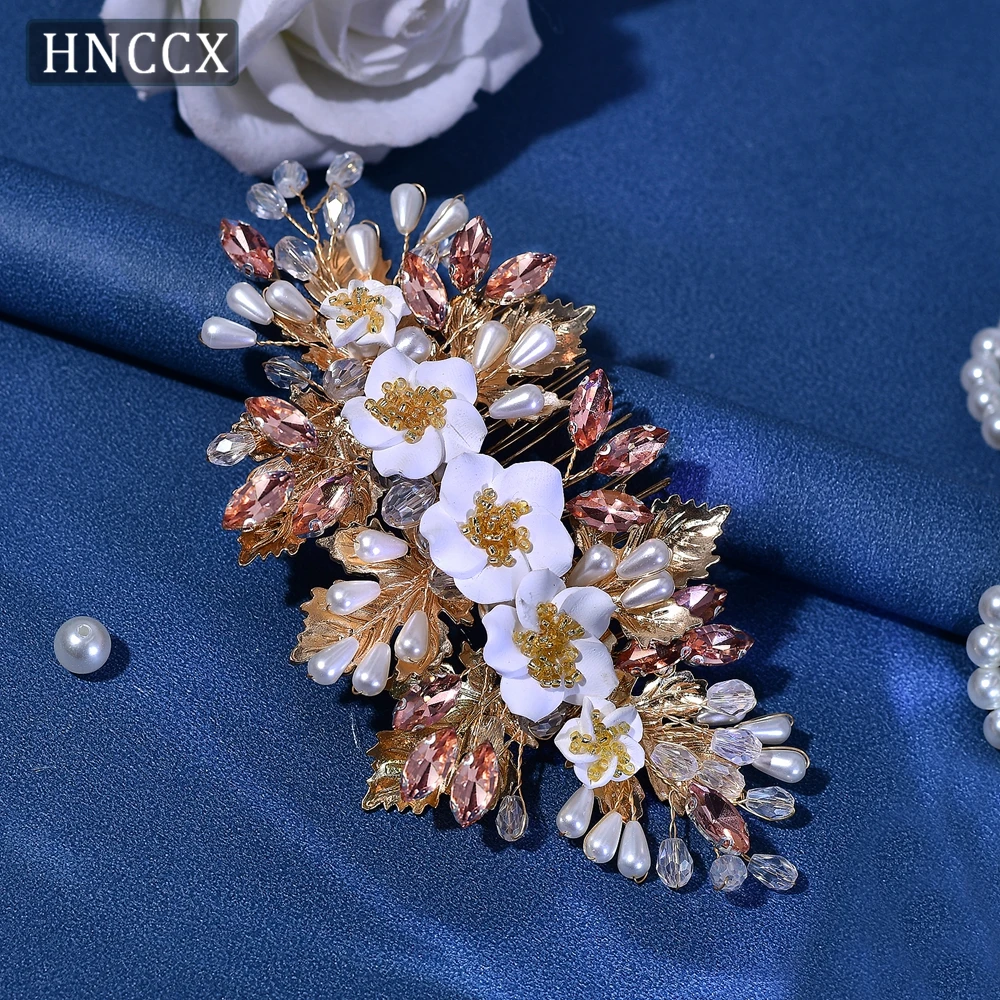 HNCCX Alloy Leaf Bridal Comb Floral Hair Pieces for Women Wedding Hair Clip Wedding Hairpins Bridal Hair Accessories CP321