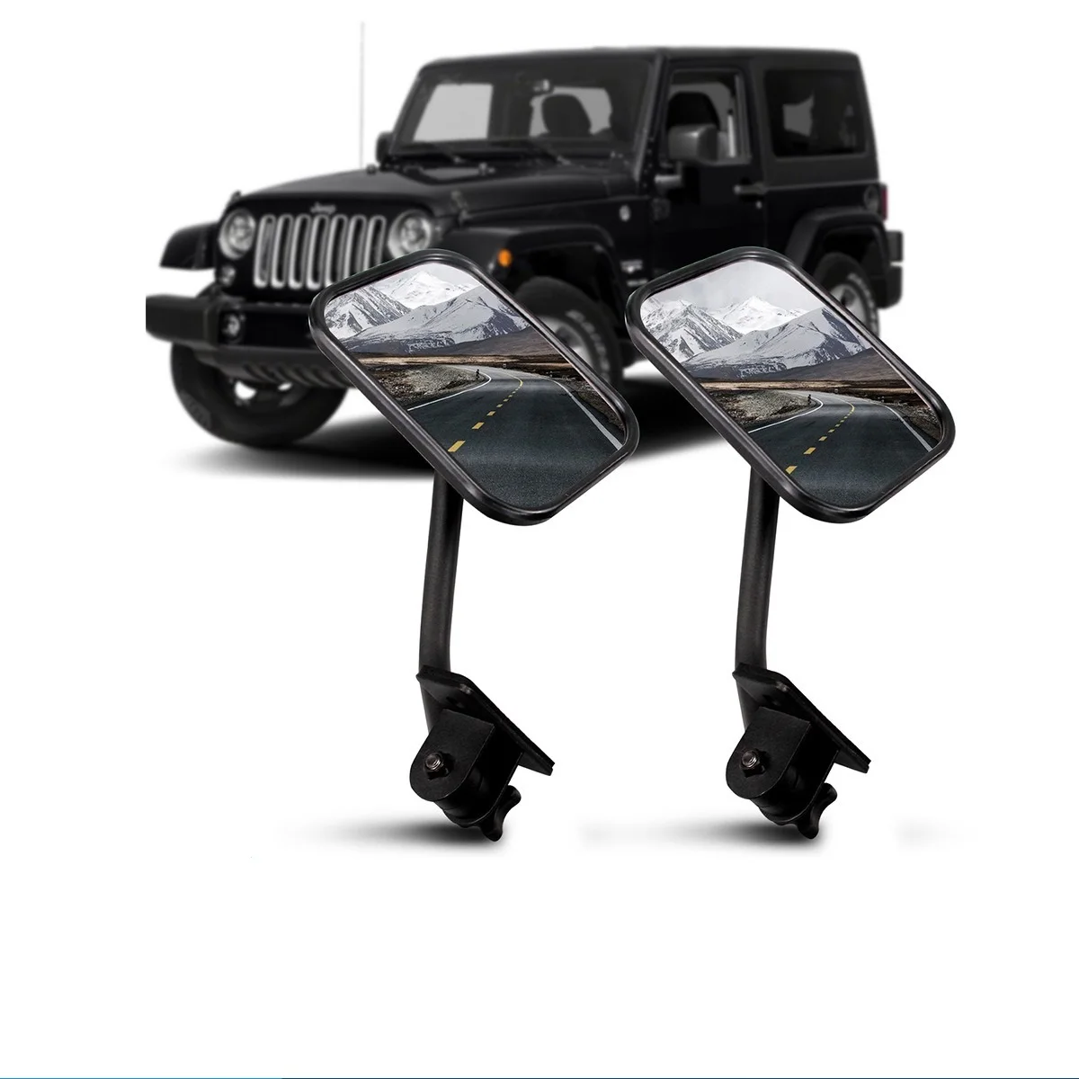 

Universal RR Style Square A-Pillar Side Mirrors for Jeep Wrangler JL/JK/JT, Durable Anti-Vibration Rearview Mirror Replacement