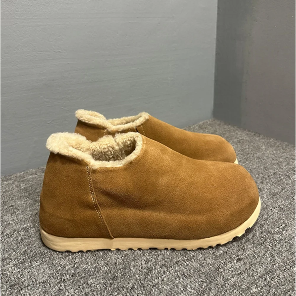 أحذية شتوية من صوف البقر غير اللامع للرجال، مبطنة بالصوف للدفء ومع زيادة الارتفاع المدمج من الأحذية القطنية الشتوية #4