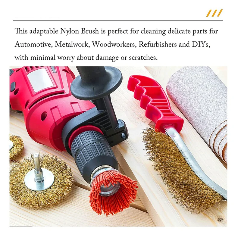 3 Piece Nylon Filament Abrasive Wire Brush Wheel & Cup Brush Set with 1/4 Inch Shank for Removal of Rust/Corrosion/Paint