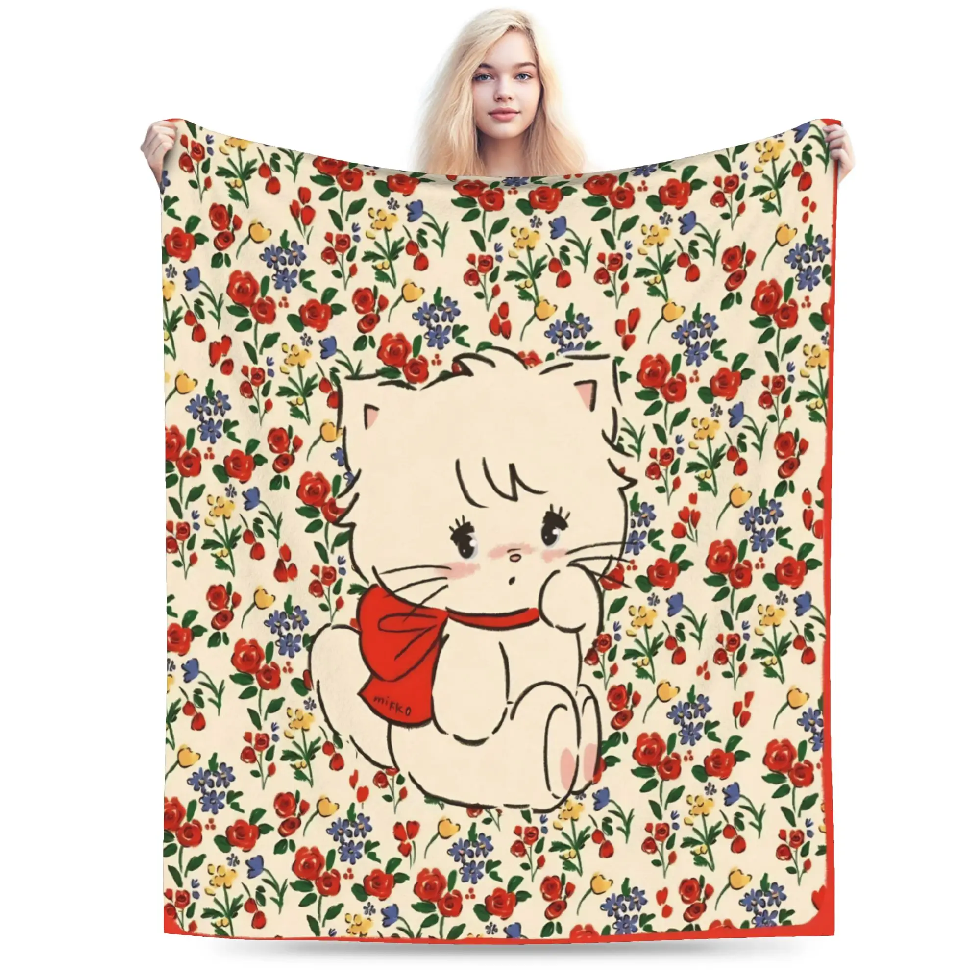 pink cartoon Mikko Mousse  Throw Blanket for Couch  Fuzzy Soft Plush Blanket 50x60 Inch Multiple Sizes Bedspread