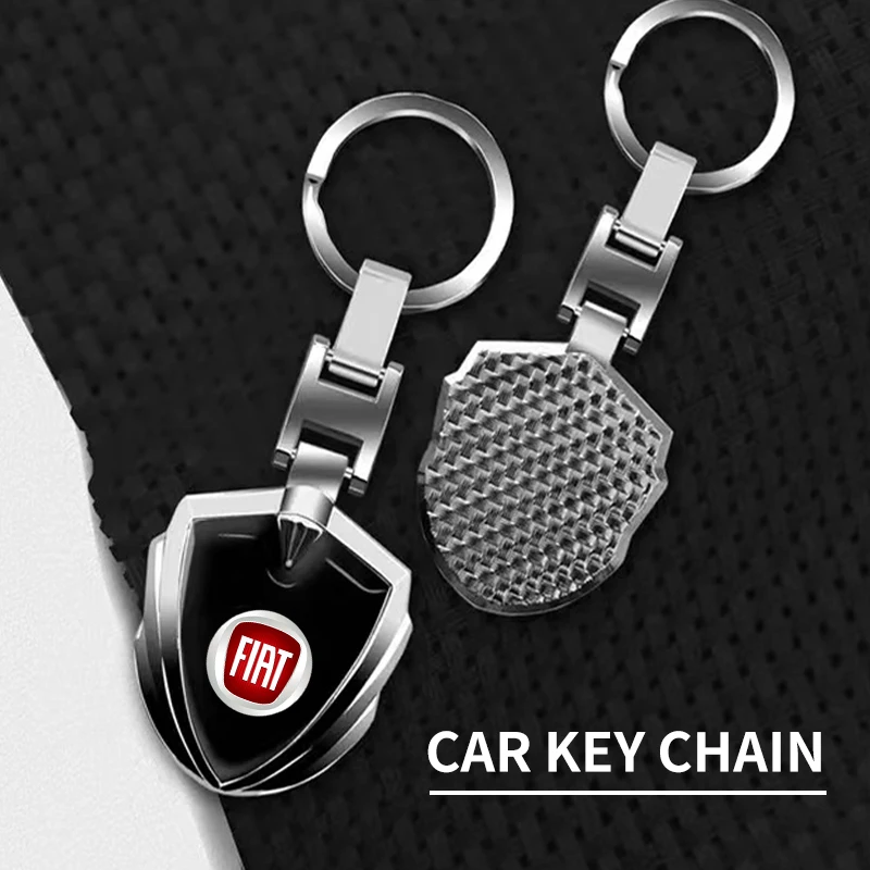 Car Emblem Stying Metal Key Rings Shield Shaped Keychain Styling For Fiat Ducato Abarth Tipo Panda Bravo Doblo Accessories