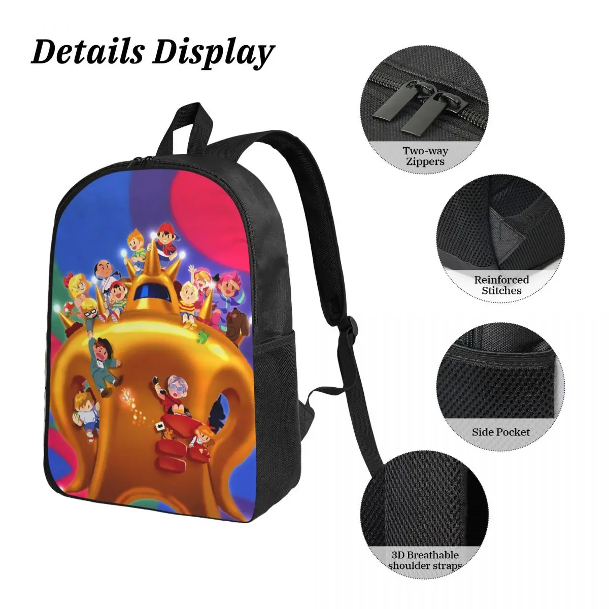 Рюкзак Earthbound для студентов, сумка для книг для мальчиков и девочек, школьная сумка, компьютерные сумки на плечо, 3 шт., изолированная сумка для обеда, пенал