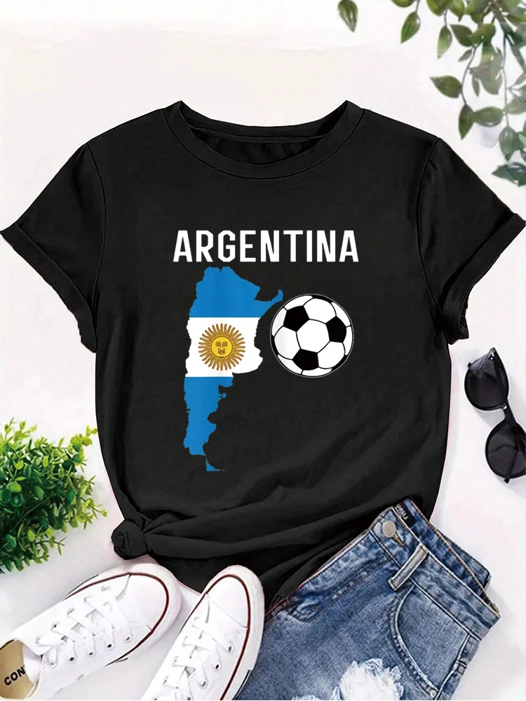 Argentina Flag Jersey Argentina Soccer Football T-Shirt women graphic tees ladies t shirts tops for teen girl