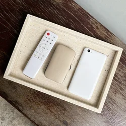 Handmade 30x20x3CM Natural Marble Yellow Travertine Rectangle Luxury Vanity Tray Stone Organizer