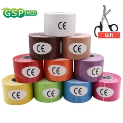 6 Rolls 5CM*5M Sports Tape Kinesiology Bandage Cotton Fabric Wave Pattern Glue Fitness Knee Athletic Self-Cut with Scissors Gift