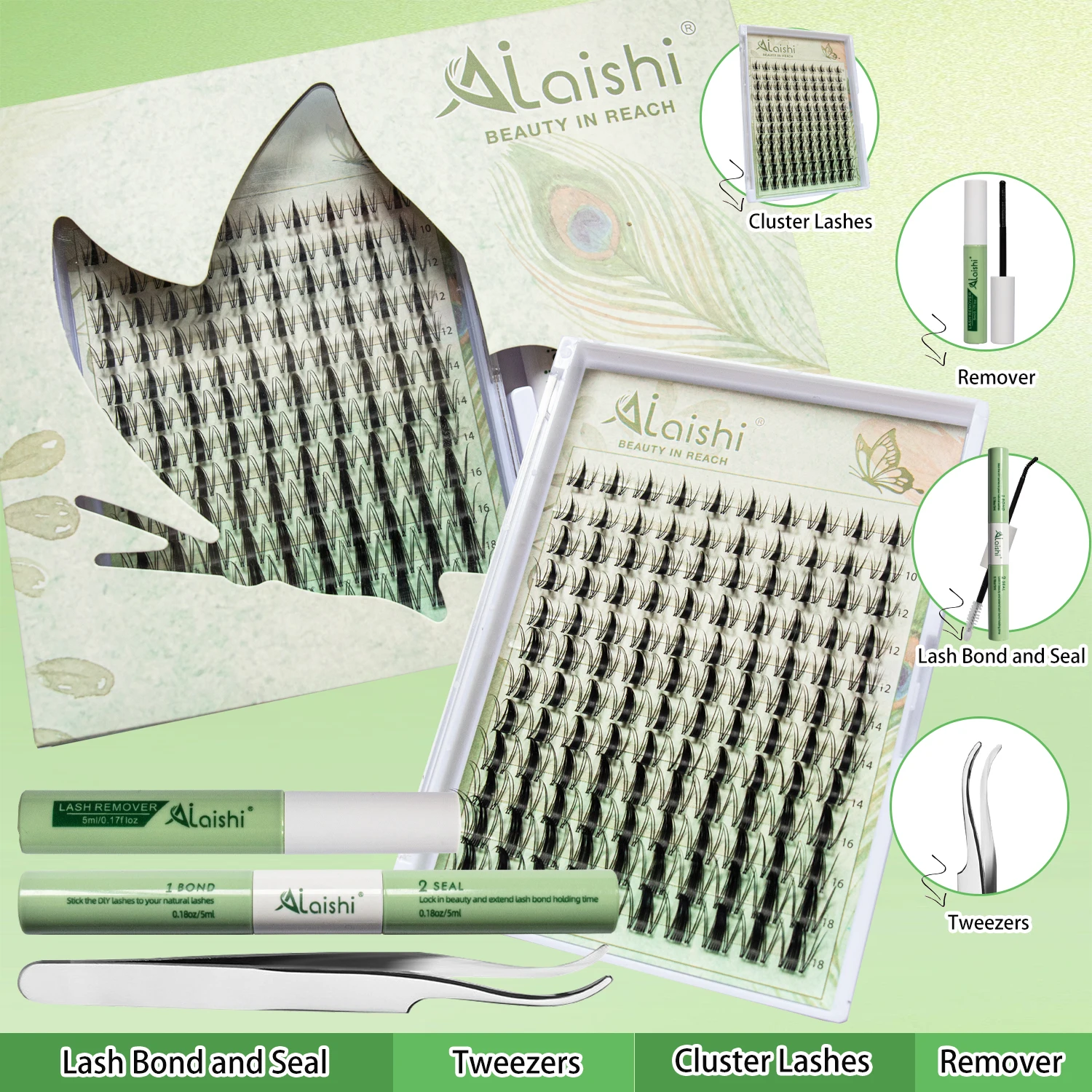 تخصيص DIY العنقودية جلدة العلامة الخاصة مروحة رمش تمديد DIY العنقودية لاش كيت مع السندات والختم