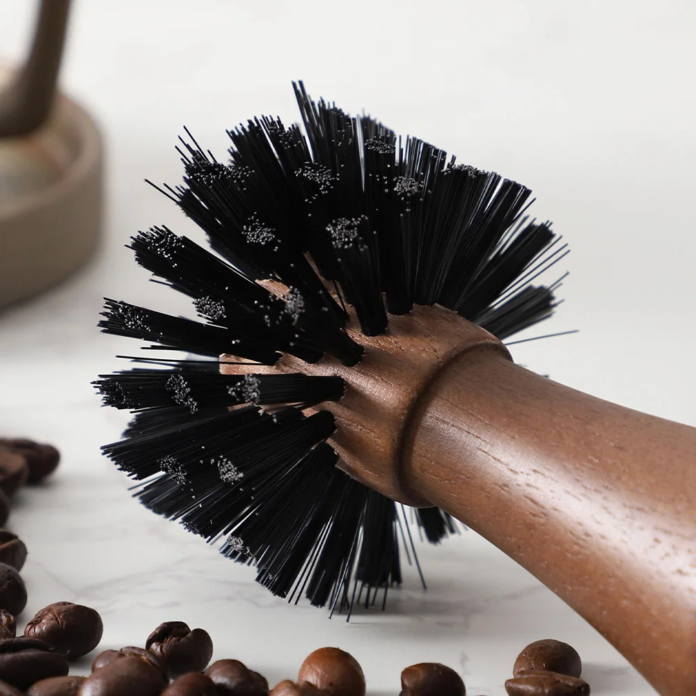 Holzgriff-Espresso-Reinigungsbürste - Nylonborsten, Siebträger- & Korb-Reiniger für Barista-Heimgebrauch – Detail 3