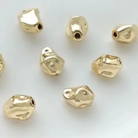 

14K gold coated irregular shaped stone beads, irregular separated beads, Baroque style pearl chain jewelry accessories