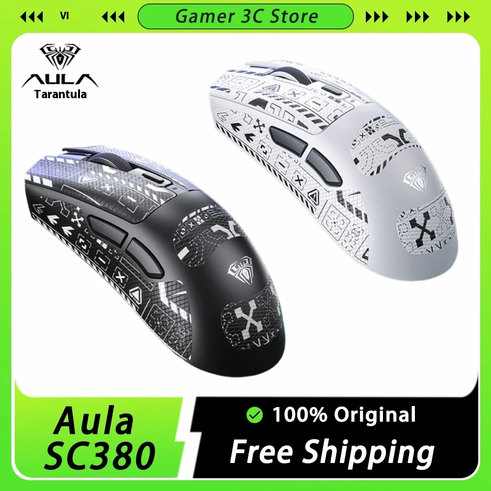 Aula Sc380 Mouse Three Mode Wireless Bluetooth Portable Rgb Game Office Magnetic Base Computer Accessories 12000dpi Custom Mouse