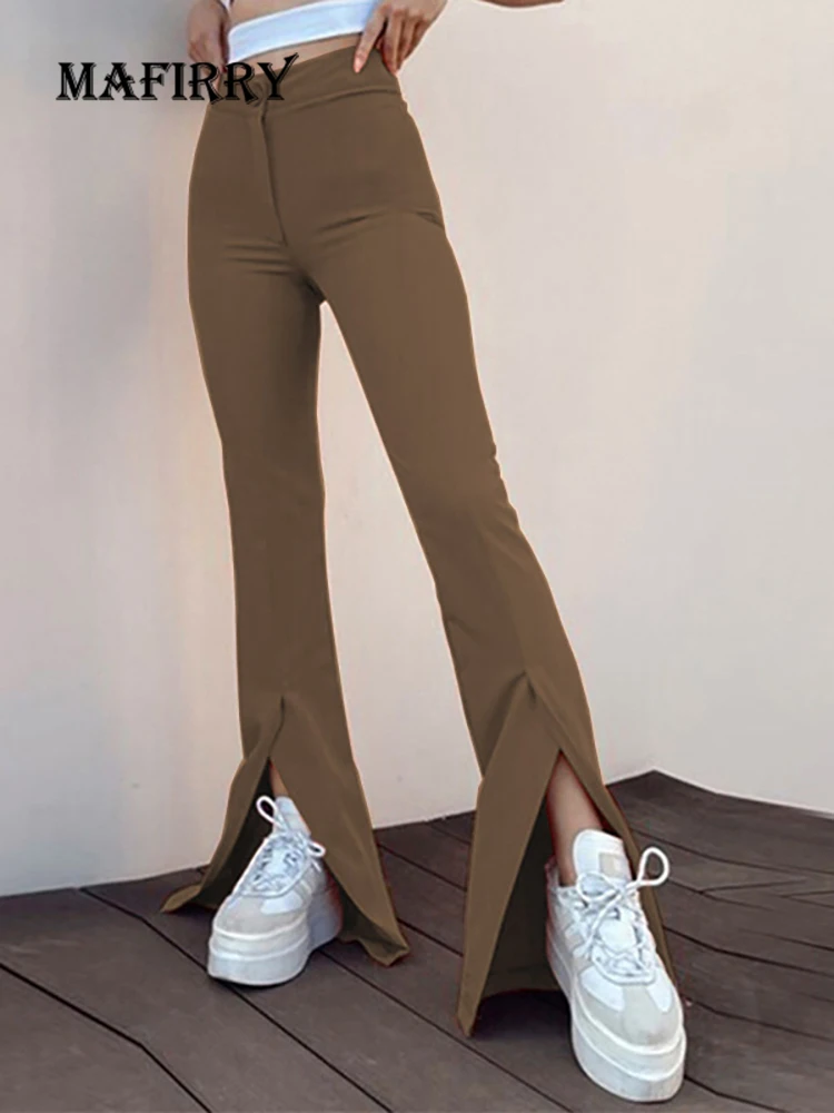 

Women Loungewear Flare Pants Spring Autumn Button Fly High Waist Solid Skinny Trousers 2022 Sportswear Streetwear Dropshipping