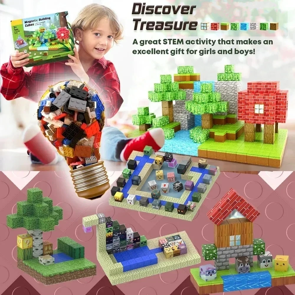 لتقوم بها بنفسك ثلاثية الأبعاد كتلة مغناطيسية مكعب صغير مجموعة المغناطيس لعبة الألغاز للبنين بنات ، أقطاب بناء الأطفال ألعاب مونتيسوري الحسية هدية