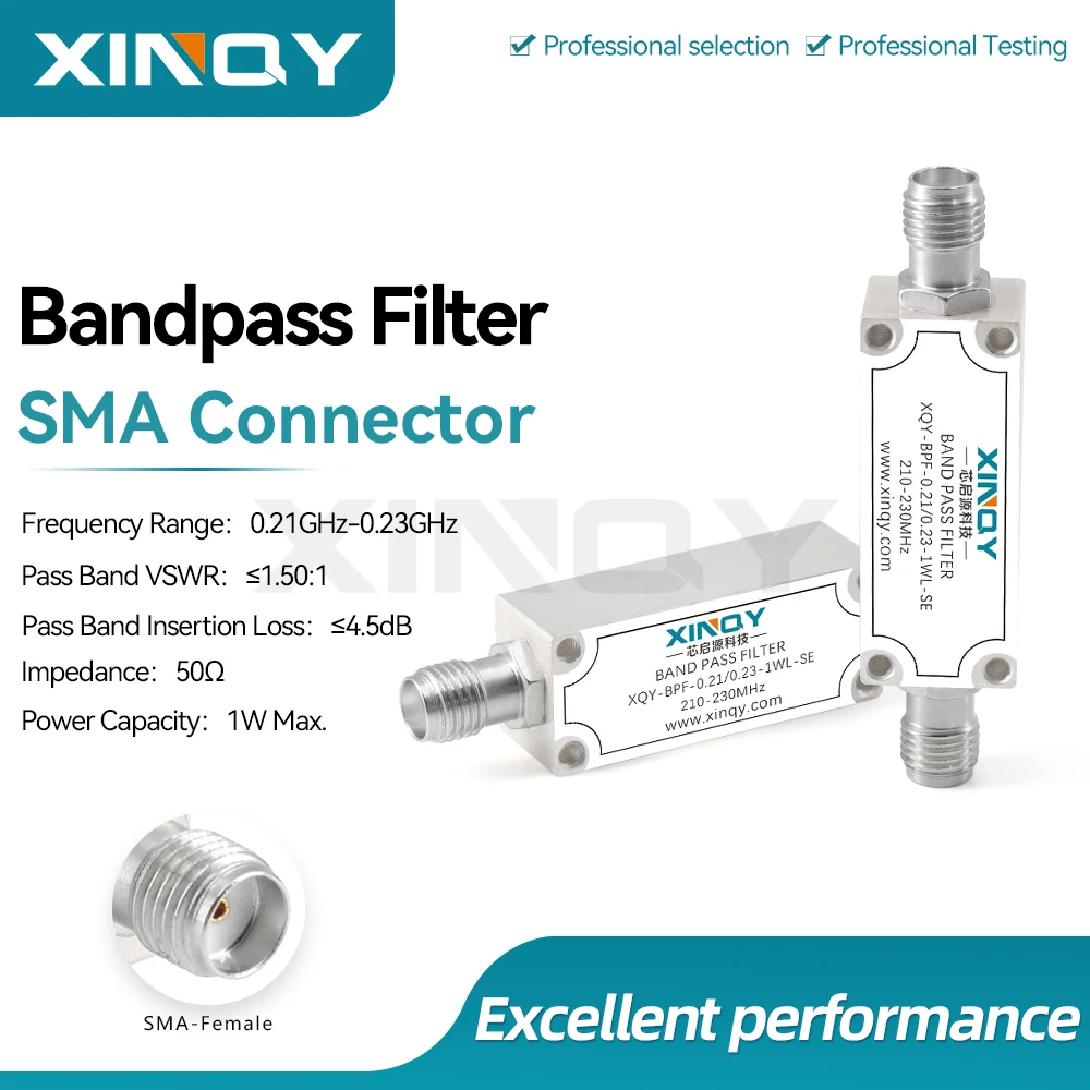 Xinqy Rf Band-Pass Filter Bpf 220Mhz Low-Pass Filter 50 Ohm Sma Female Connector