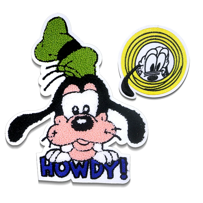 Disney Goof Dog Chenille Icon Towel Embroidery Applique Patches For Clothing DIY Sew up Patch on the stickers