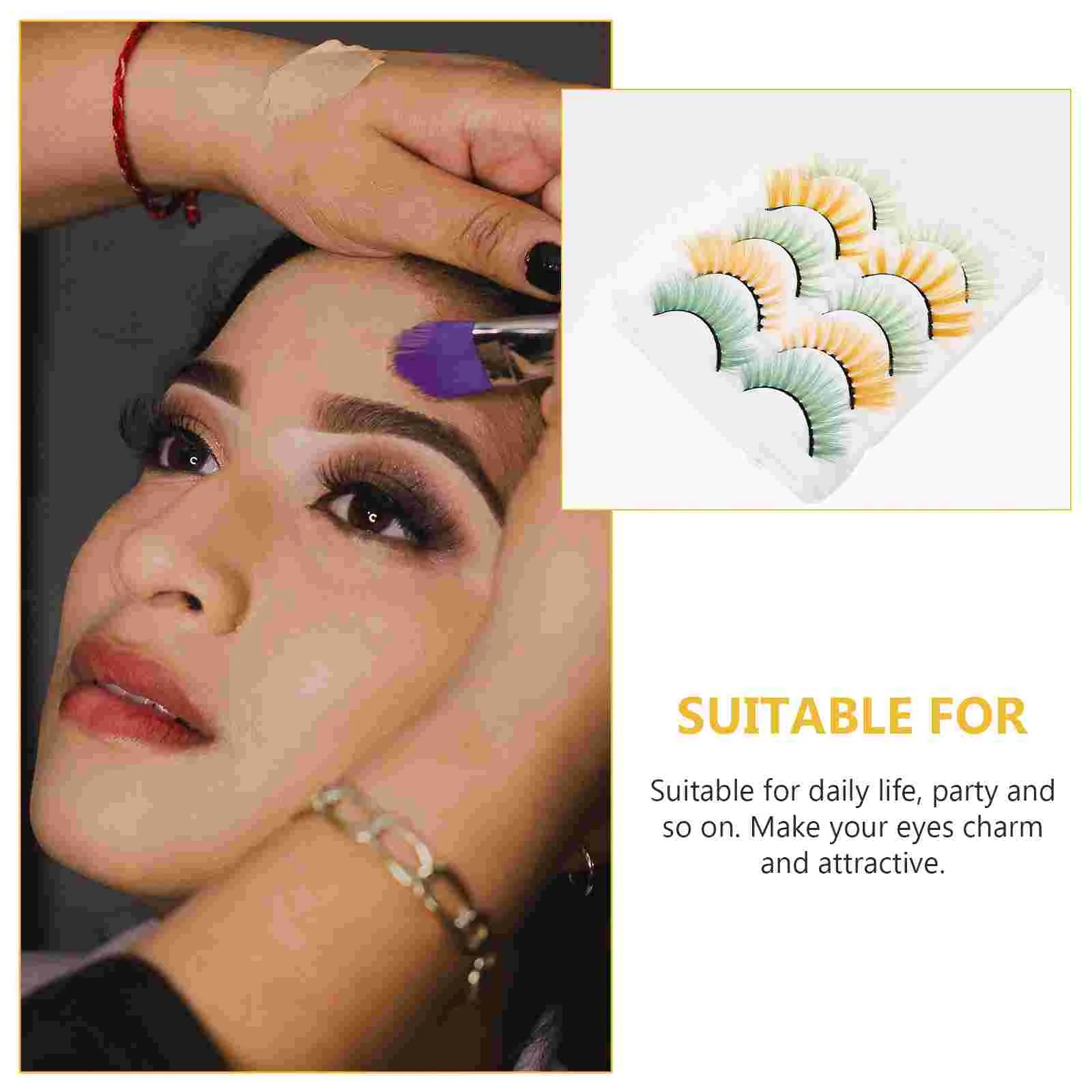 5 Pairs Magnetic Suite Fake Eyelashes Miss Kit Colorful Strips Creative Imitation False