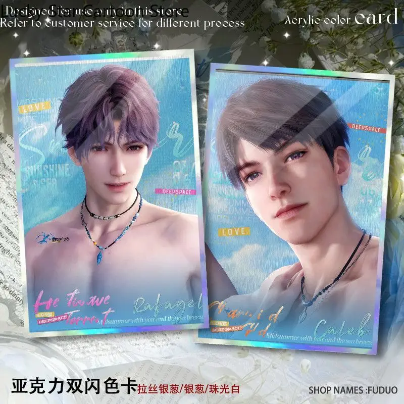 بطاقة توقيع ورقية ملونة مزدوجة فلاش كوسبلاي الحب والمساحة العميقة Xavier Zayne Rafayel Sylus Caleb مجموعة هدية الهالوين