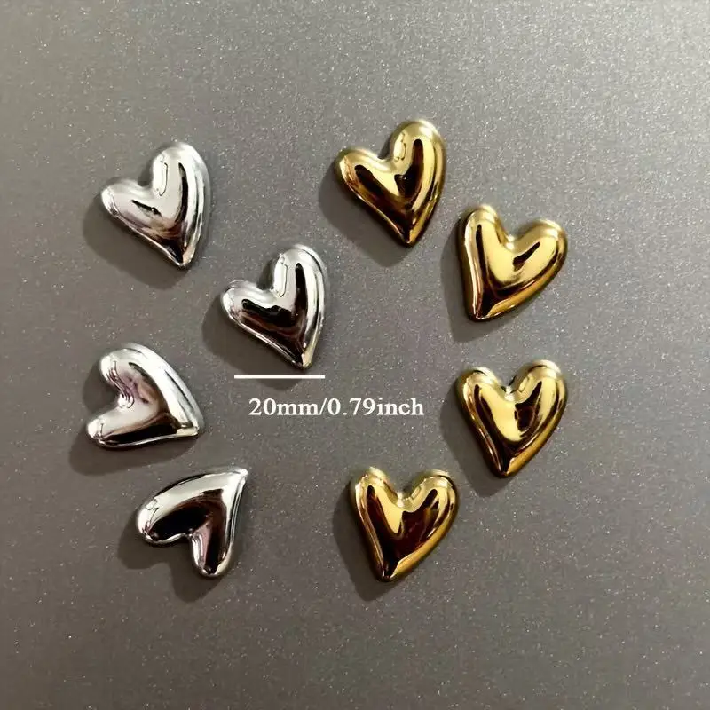 8pcs Electroplated Heart-Shaped Refrigerator Magnets, with Photo and Message Attachments, for Home Decoration