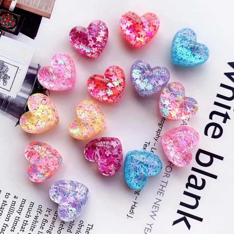 

10Pcs Crystal Glisten Love Heart Resin DIY Shoes Hat Icebox Barrette Mobile Phone Case Scrapbook Cream Glue Flat Back Resin