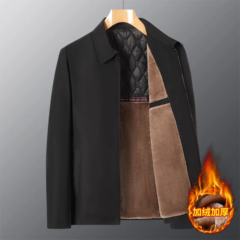 Parkas Mid-aged Men's Lapel Jacket Male Zipper Pockets for Formal Business or Casual Wear in Autumn Winter Men Business Jacket