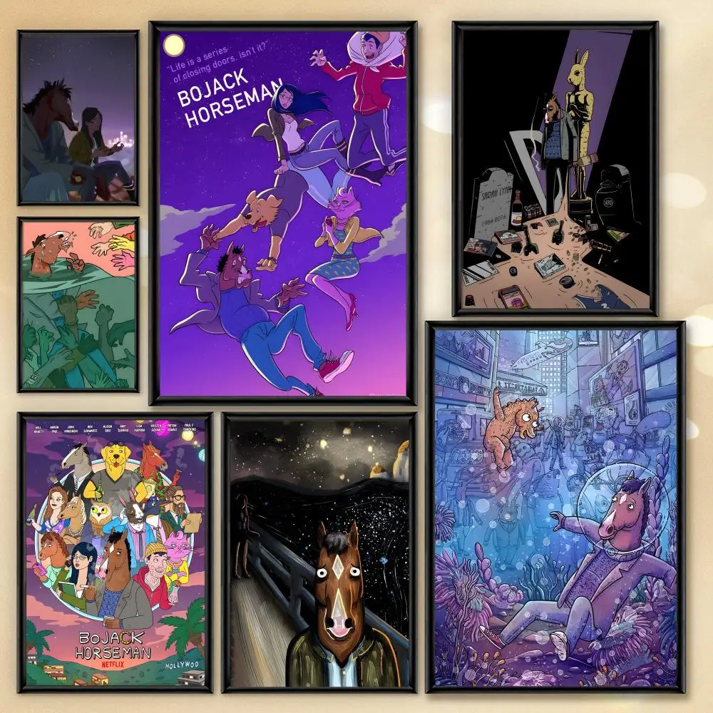 Poster HD Anime Hot Theme Sänger/OST/Film-Wasserdicht Selbstklebende Heimdekoration Lustige B-BoJack Horsemans