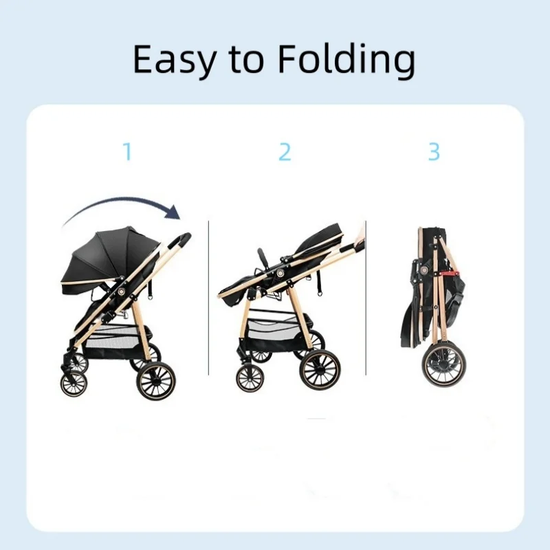 Passeggino 3-1, passeggino a quattro ruote ad alto paesaggio terrestre con comfort per bambini, per bambini da 0 a 3 anni, passeggini leggeri