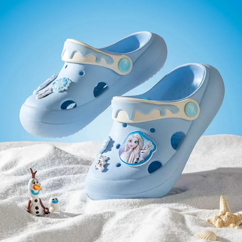 Children Garden Shoes Baby Boy Girl Sandal Cartoon Frozen Elsa Olaf Summer Slipper Kid Indoor Non-slip Soft Beach Sandal 140-210