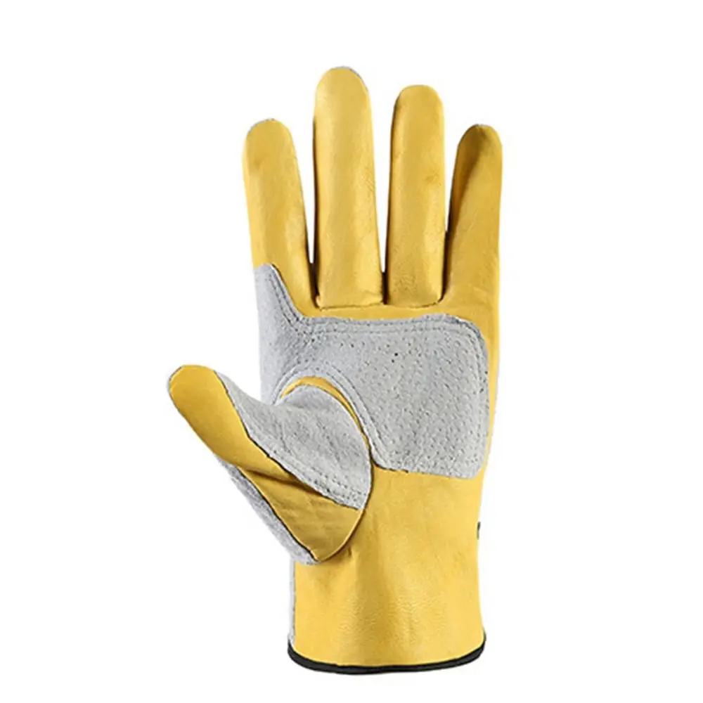 Welding Gloves Heat-Resistant Flame Retardant Leather Work Gloves Grey Yellow Anti-cutting Oven Fireplace Welder Supplies