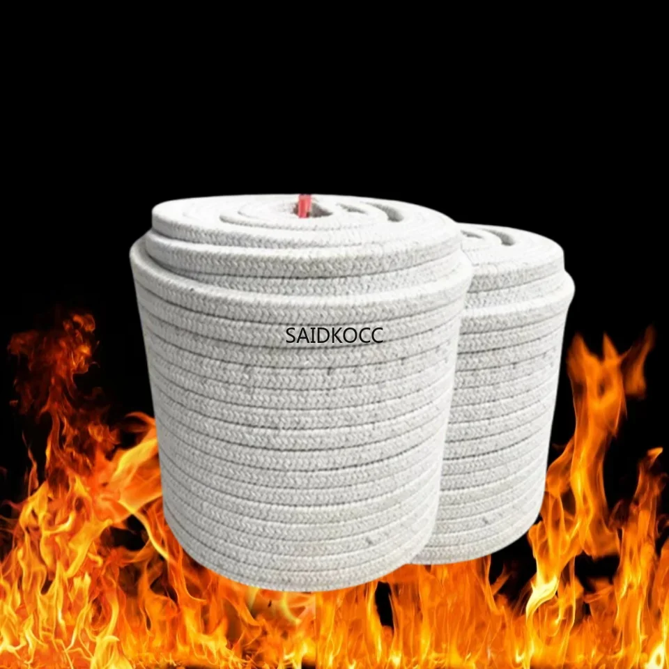 SAIDKOCC 6x6mm 8x8mm 10x10mm Heat Resistance Ceramic-Fiber-Rope 1Roll Fireproof Fiber Square Rope