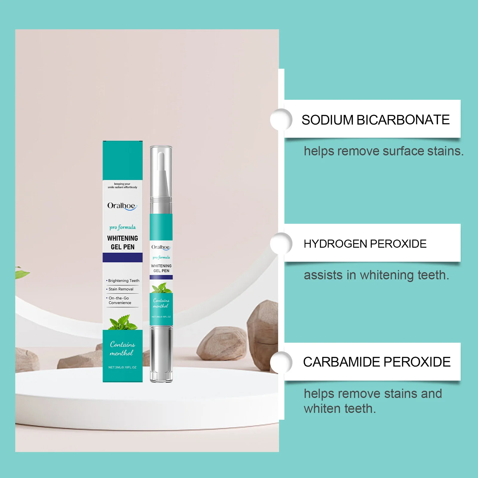 치아 관리 펜 - 치아 세정 및 신선함, 미백 효과, 에나멜 보호, 휴대용 구강 관리 펜