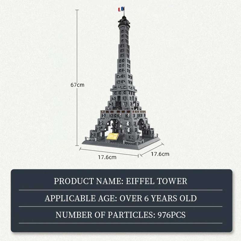 World Architecture Model Building Blocks Eiffel Tower Construction Building Blocks Toys For Boys Adult Children Collectible Gift