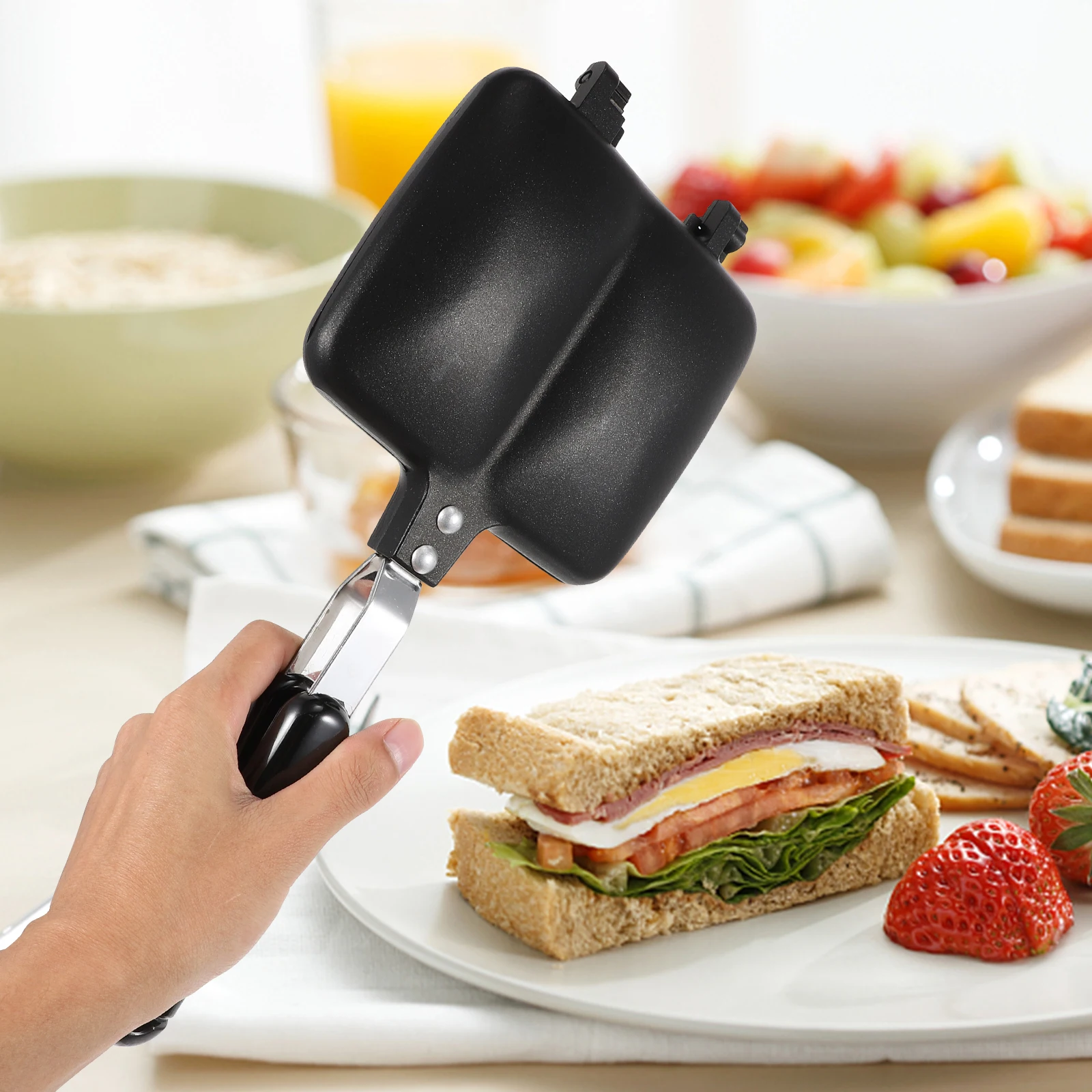 

Aluminum Double Sided Baking Tray Sandwich Maker Nonstick Frying Pan Waffle Dessert Steak Heat Resistant Cookware Outdoor Indoor
