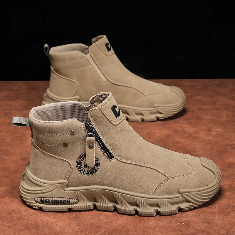 

Mens Casual Labor Shoes Fashion Zipper Versatile Men Outdoor Climbing Shoes Non Slip Wear-resistant Sneakers Zapatos Para Hombre