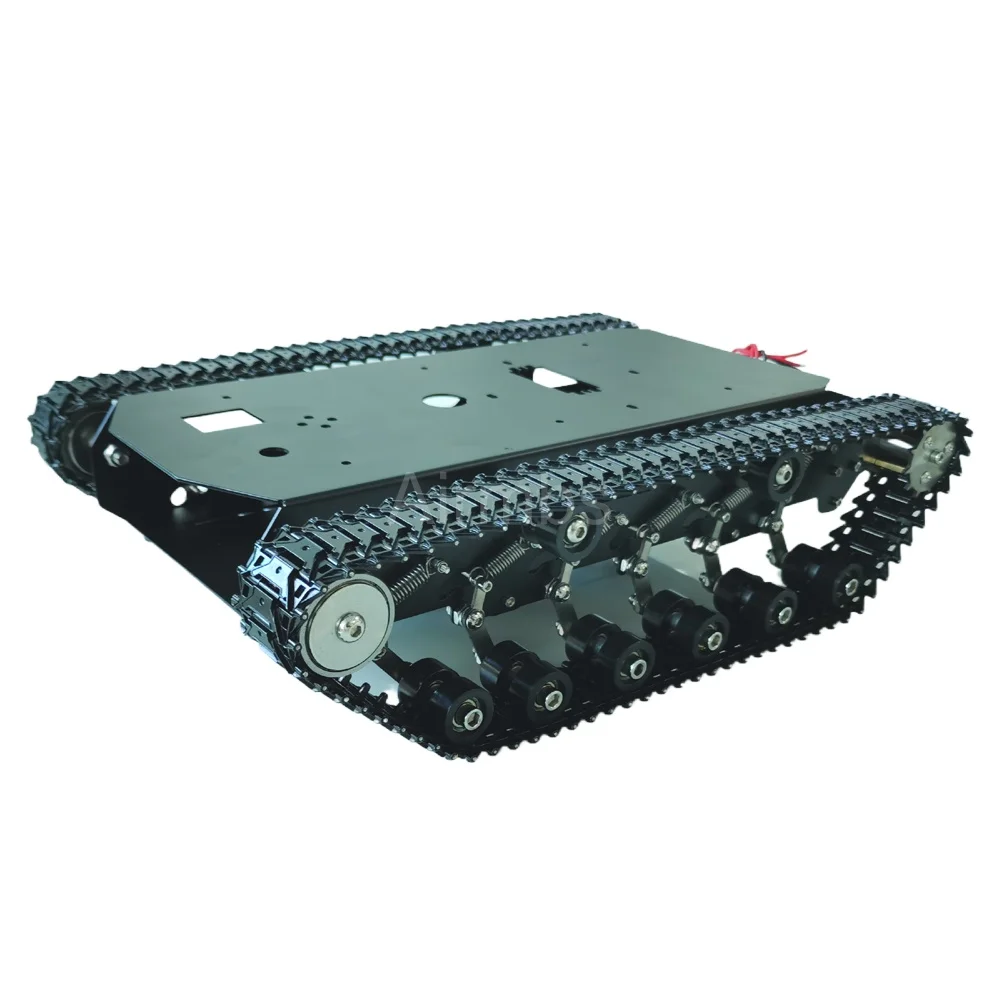Chassis Robot Mobil Crawler Suspensi Logam Beban Aktual 12KG dengan Peredam Kejut, Motor DC 12V 2WD