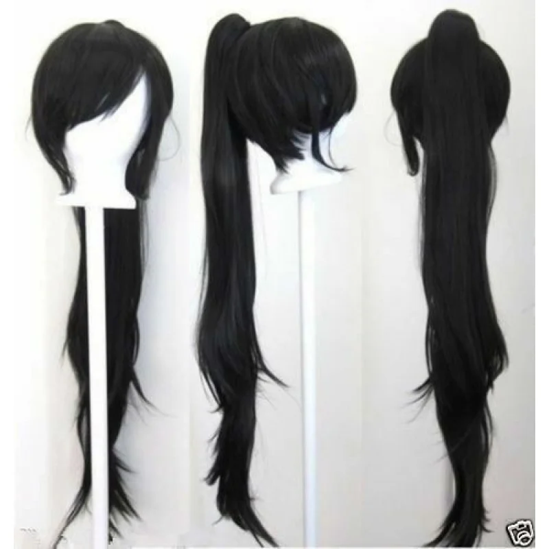 

New 40'' Wavy Claw Clip Pony Tail Black Cosplay Wig+Wig Cap