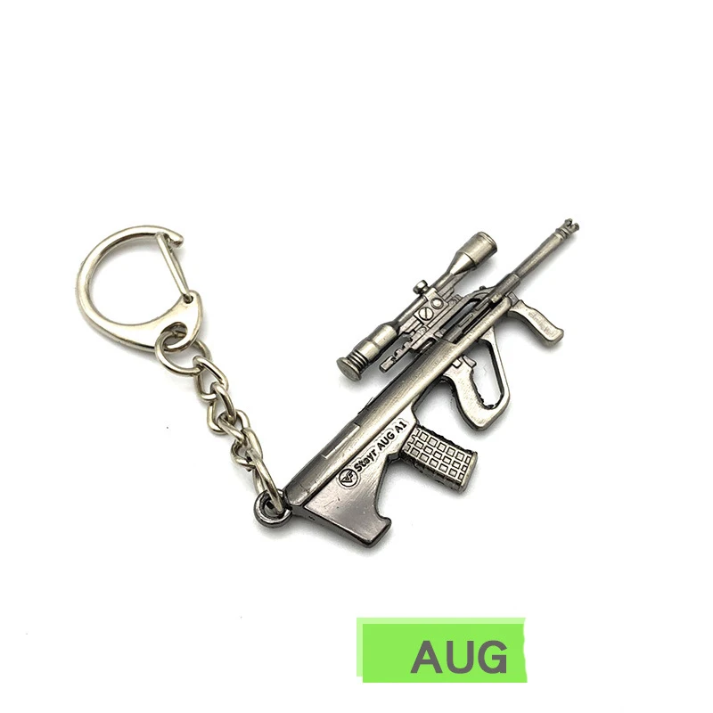 CF Metal Gun Model Keychains Anime Game Mini Gun AK47 M16 AUG Alloy Weapon Backpack Pendants Fans Collection Friends Gifts