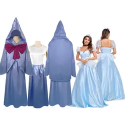 Fairy Cos Godmother Cosplay Costume Adult Women Dress Robe Outfits Halloween Carnival Suit