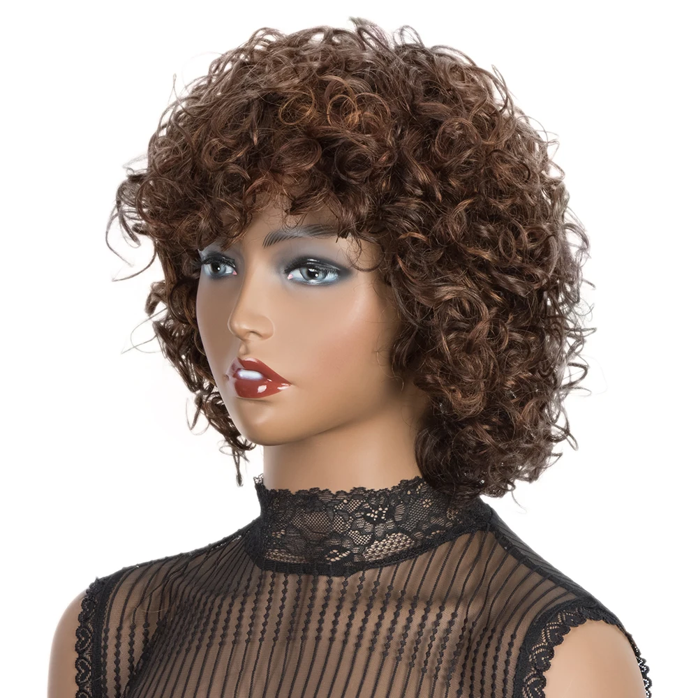 

100% Real Curly Ready To Wear Brazilian Hair Wigs Highlight Colored Water Wave Curly Wigs Short Human Hair Wigs For Women