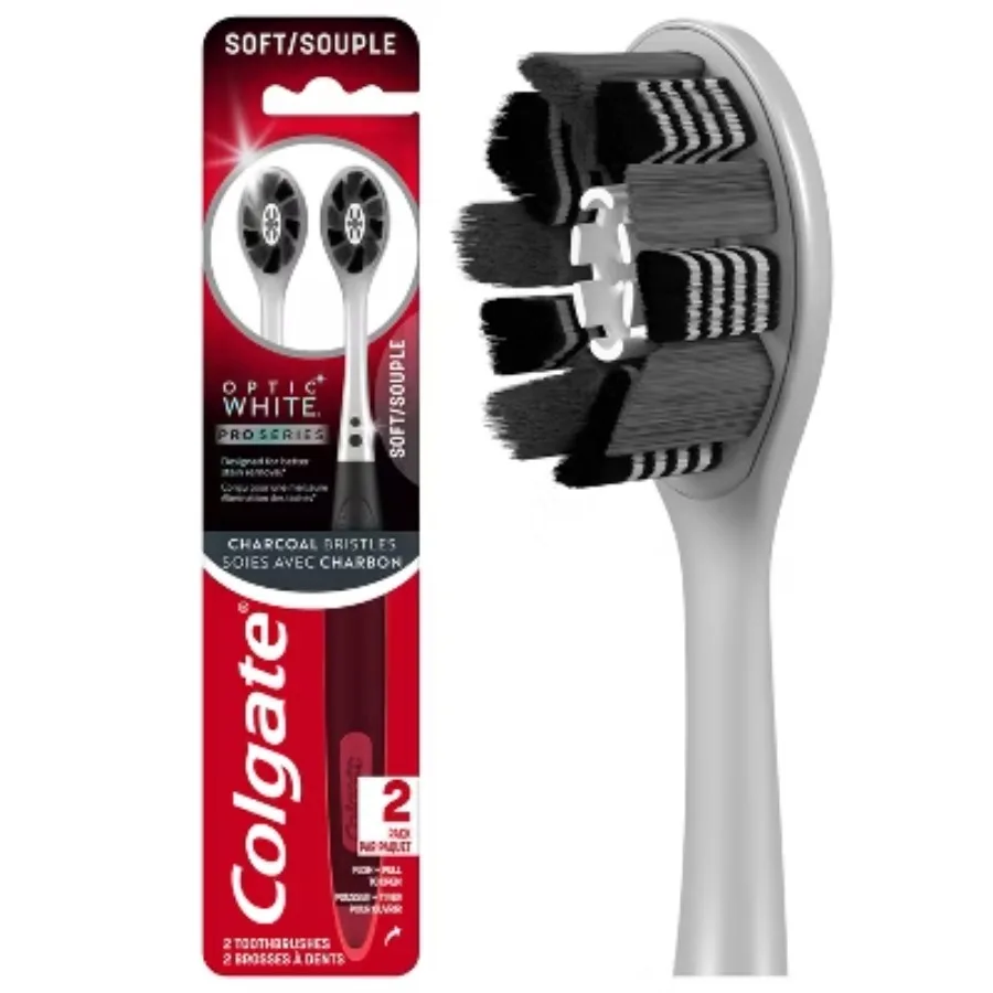 

Clear White Professional Toothbrush - 2 pcs, Vision White toothbrush features a unique activated charcoal spiral bristle design.