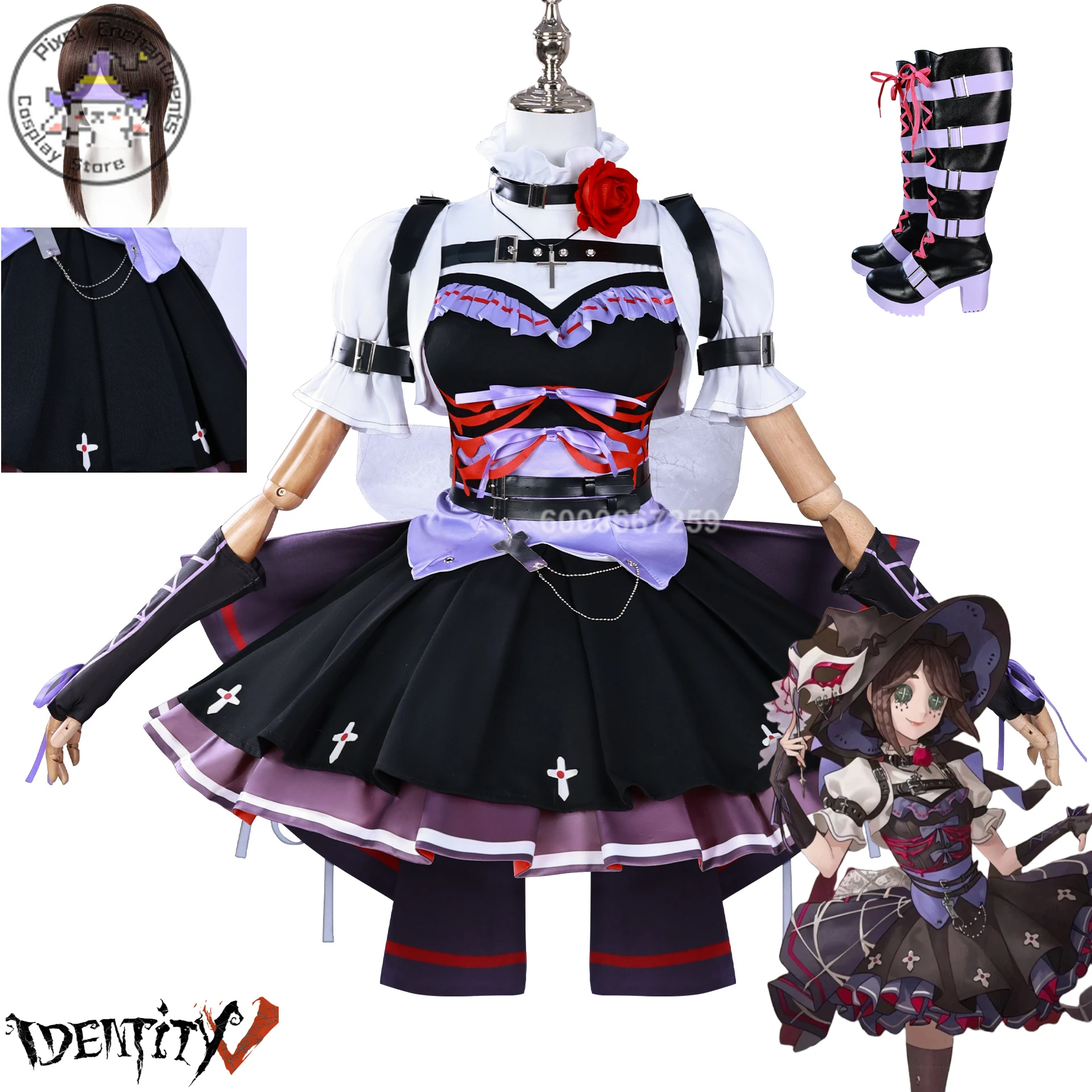 

Game Identity V Emma Woods Cosplay new Costume with Wig shoes Full Set Halloween Role Play Gardener Party Cute Lolita Dress